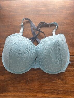 Light Blue Lace front close Bra
